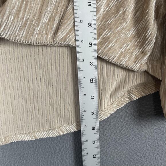 Skies Are Blue Shirt Womens Small Metallic Pleated Blouse Long Sleeve Velvet Top - Picture 7 of 7